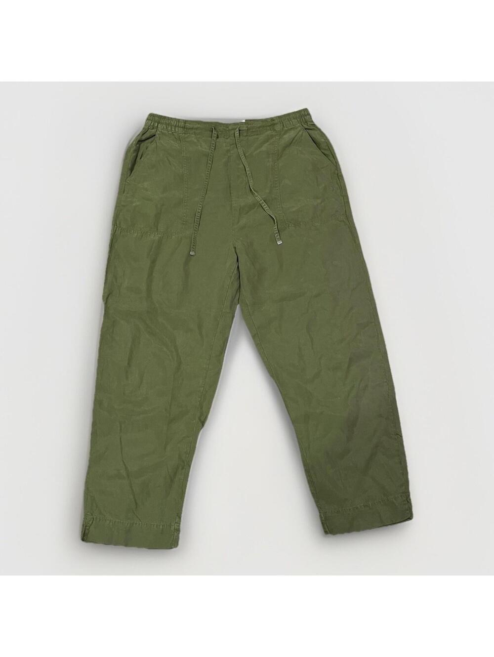 Zara Womens Olive Green Elastic Waist Drawstring Cropped Pants Size L